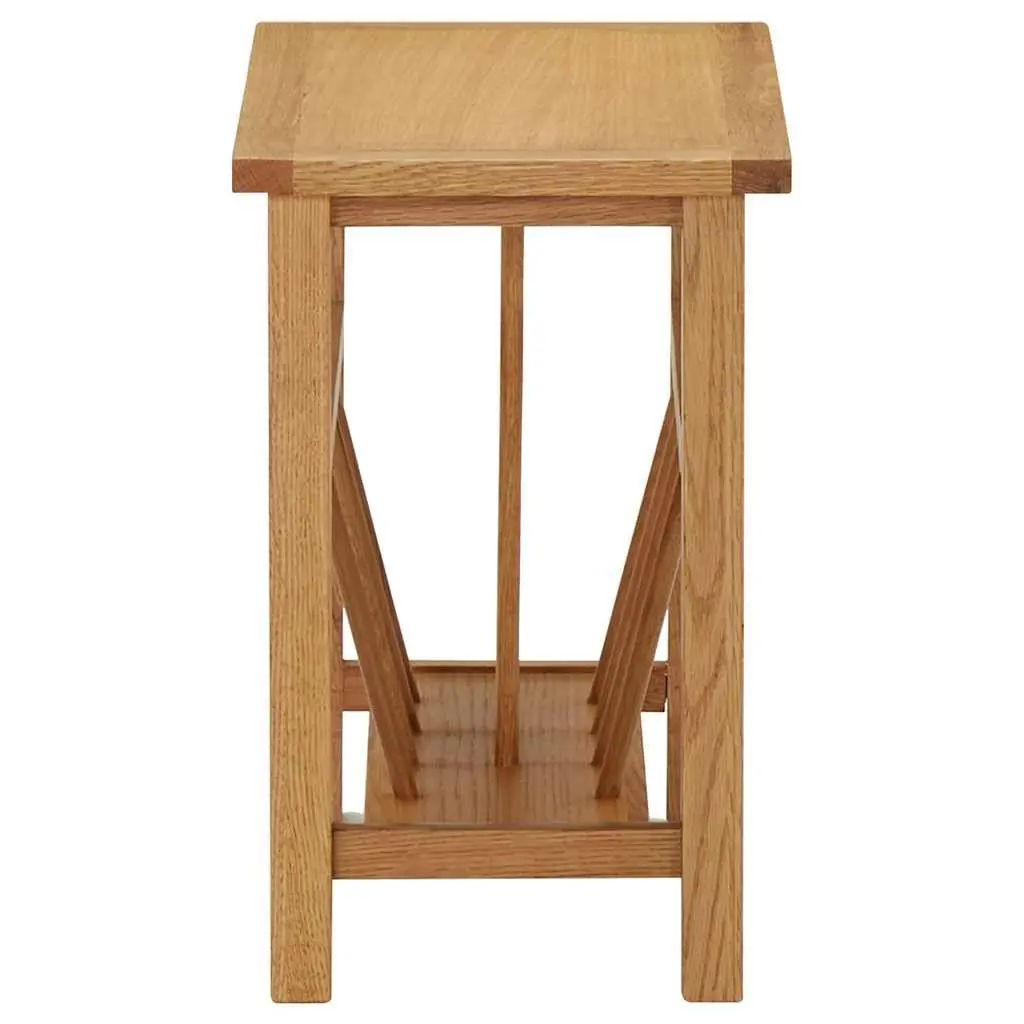End Table Magazine Rack 45x27x42 cm Solid Oak Wood Brown Accent Furniture