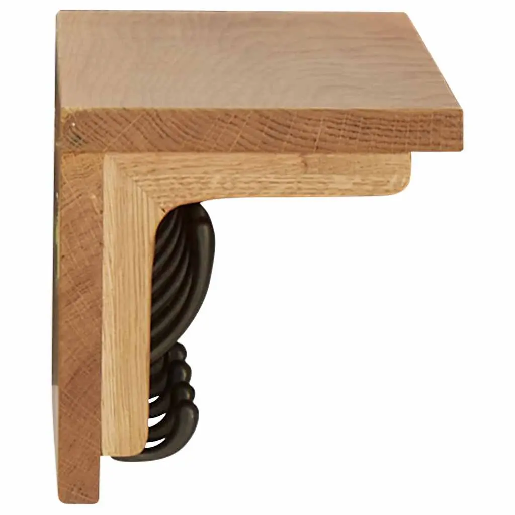 Brown Solid Oak Wood Coat Rack with 6 Hooks