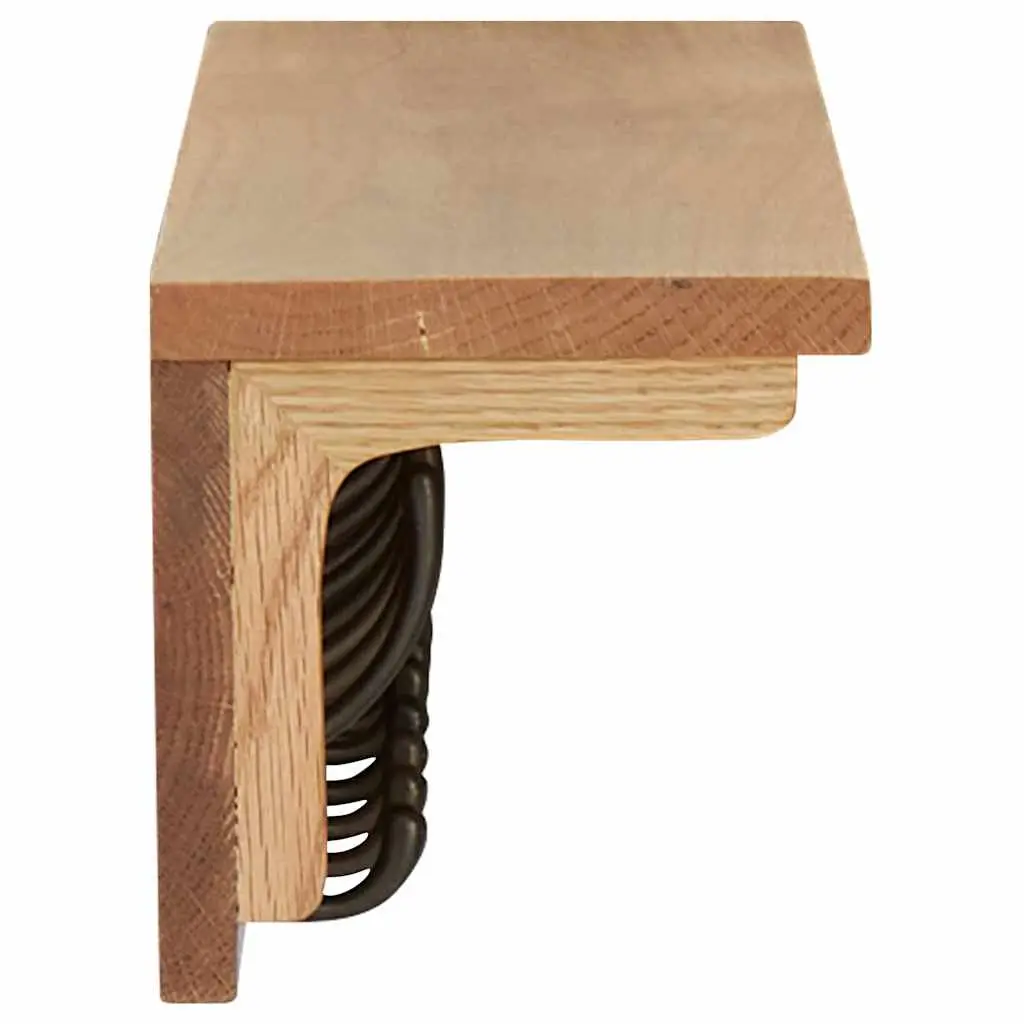 Solid Oak Wood Wall-Mounted Coat Rack with 9 Hooks