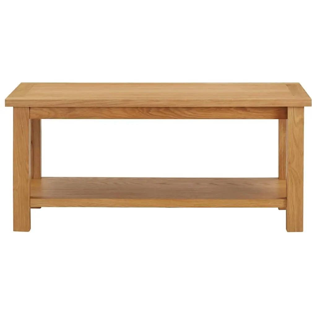 Coffee Table 90x45x40 cm Oak Wood Solid Top with Storage Shelf Accent Furniture