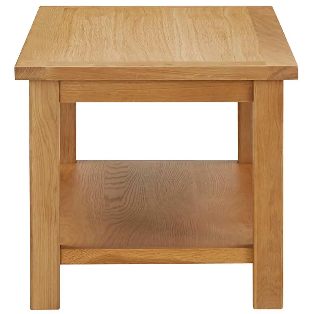 Coffee Table 90x45x40 cm Oak Wood Solid Top with Storage Shelf Accent Furniture