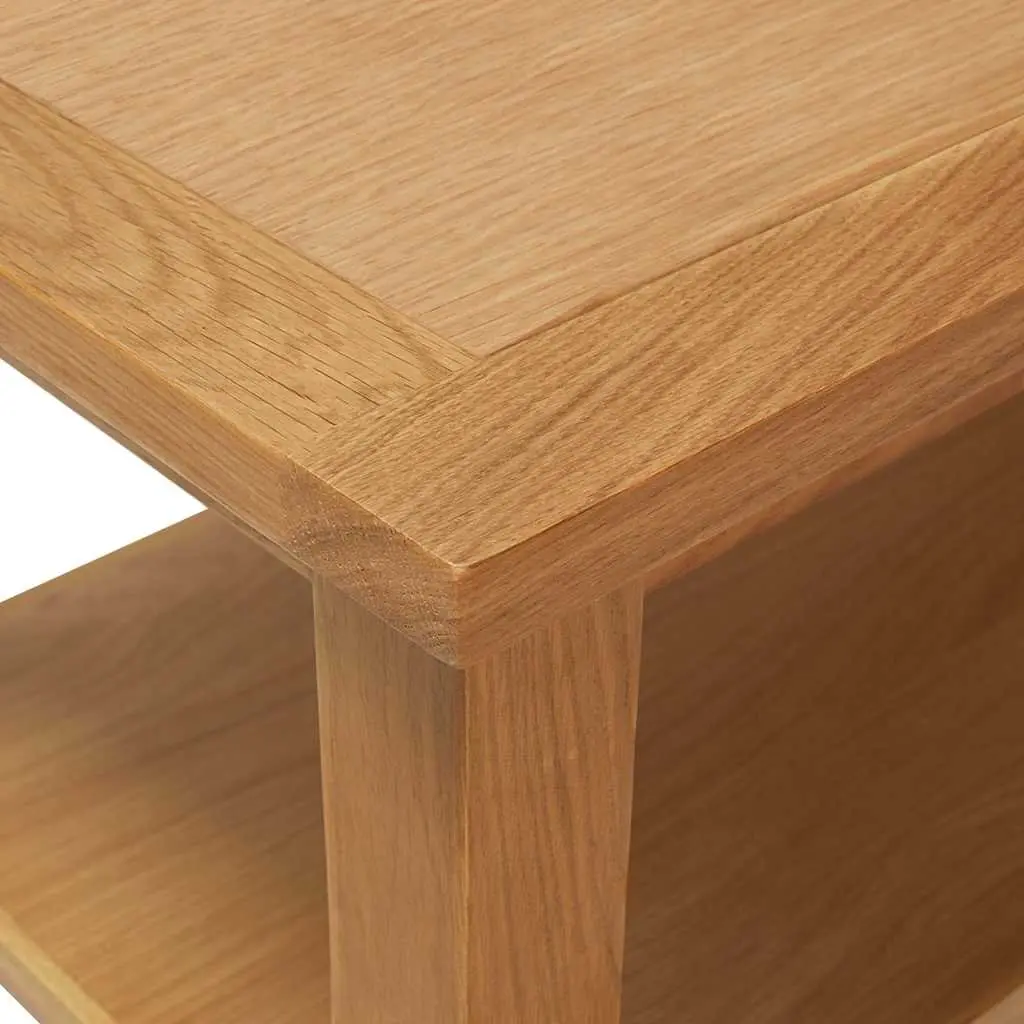 Coffee Table 90x45x40 cm Oak Wood Solid Top with Storage Shelf Accent Furniture