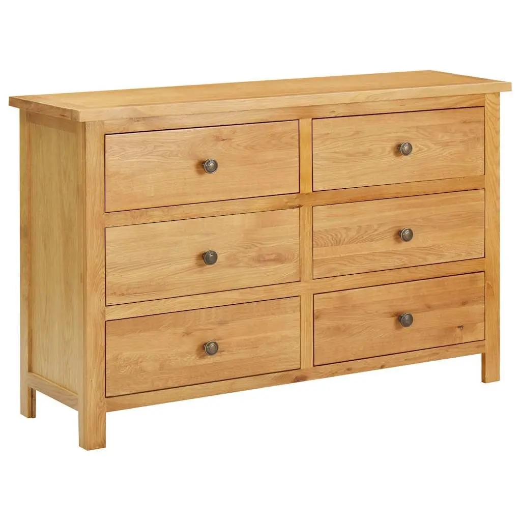 Chest of Drawers Rustic Brown 105x33.5x73 cm Solid Oak Wood 6 Drawer Storage Cabinet