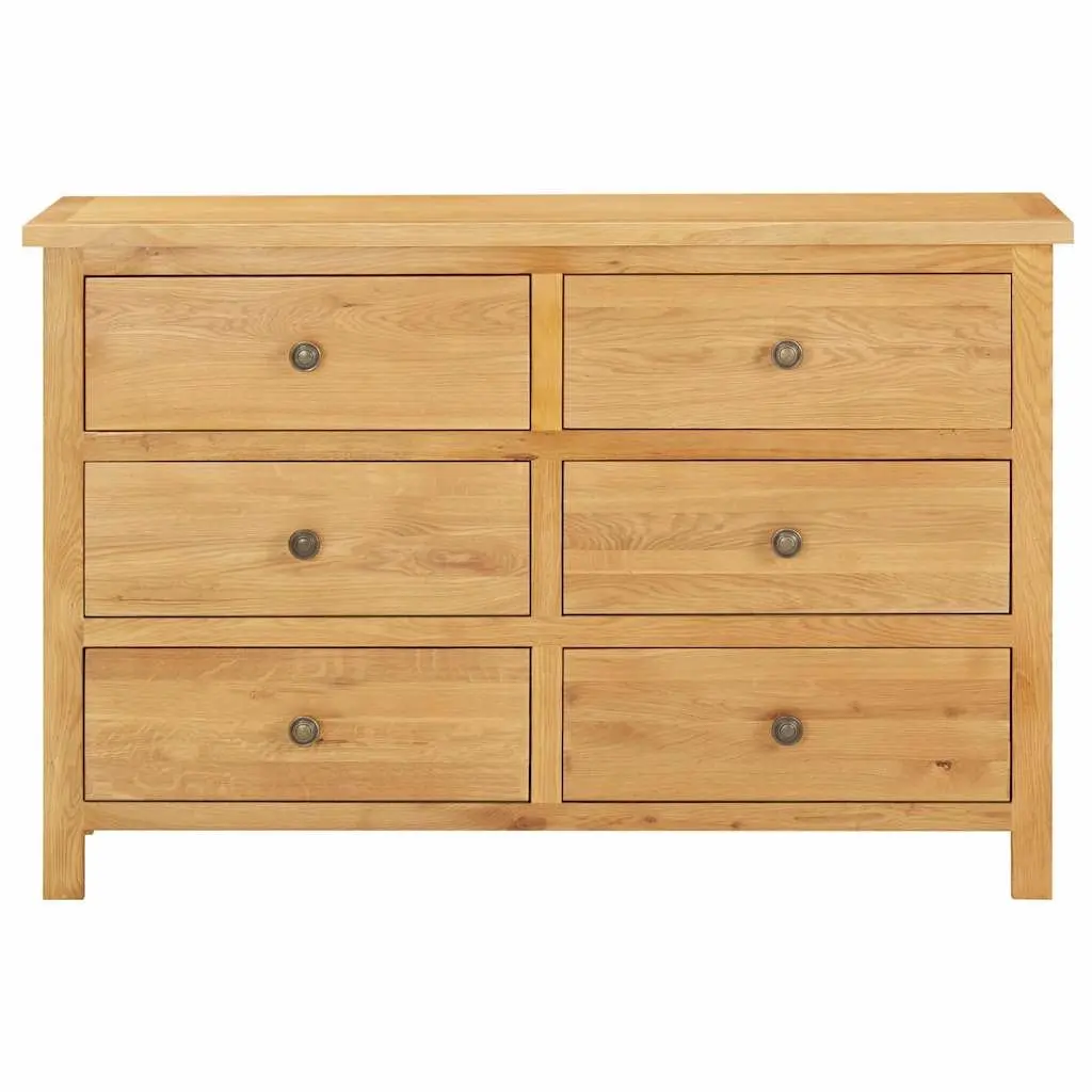 Chest of Drawers Rustic Brown 105x33.5x73 cm Solid Oak Wood 6 Drawer Storage Cabinet