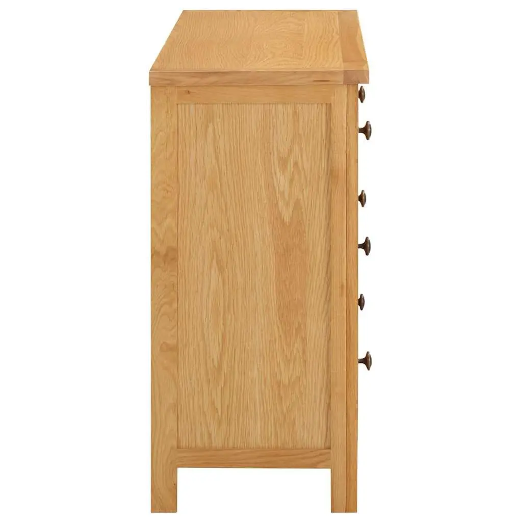 Chest of Drawers Rustic Brown 105x33.5x73 cm Solid Oak Wood 6 Drawer Storage Cabinet
