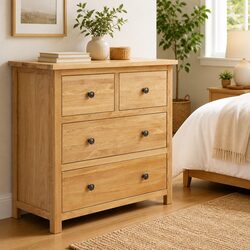 Solid Oak Wood Chest of Drawers 80x35x75 cm
