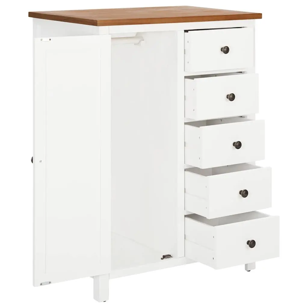 Wardrobe Clothes Cabinet Brown 76x52x105 cm Solid Acacia Wood with Hanging Rod and Five Drawers