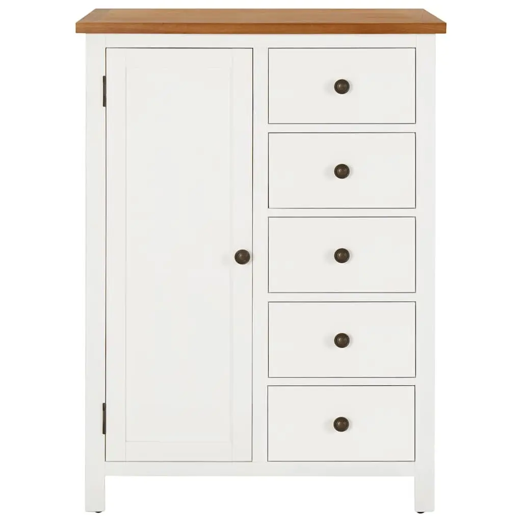 Wardrobe Clothes Cabinet Brown 76x52x105 cm Solid Acacia Wood with Hanging Rod and Five Drawers