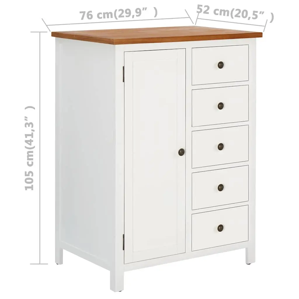 Wardrobe Clothes Cabinet Brown 76x52x105 cm Solid Acacia Wood with Hanging Rod and Five Drawers