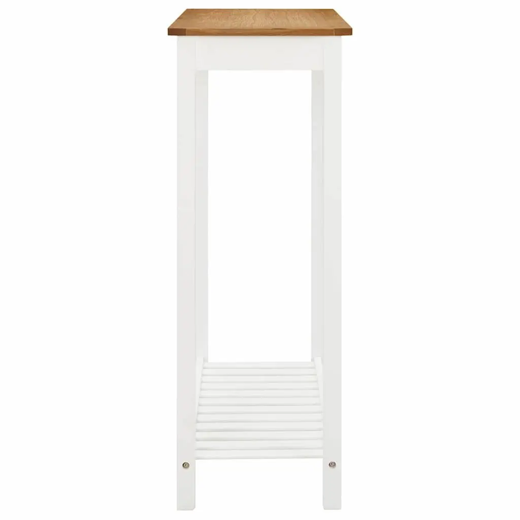 Solid Oak Wood Bar Table with Storage Shelf