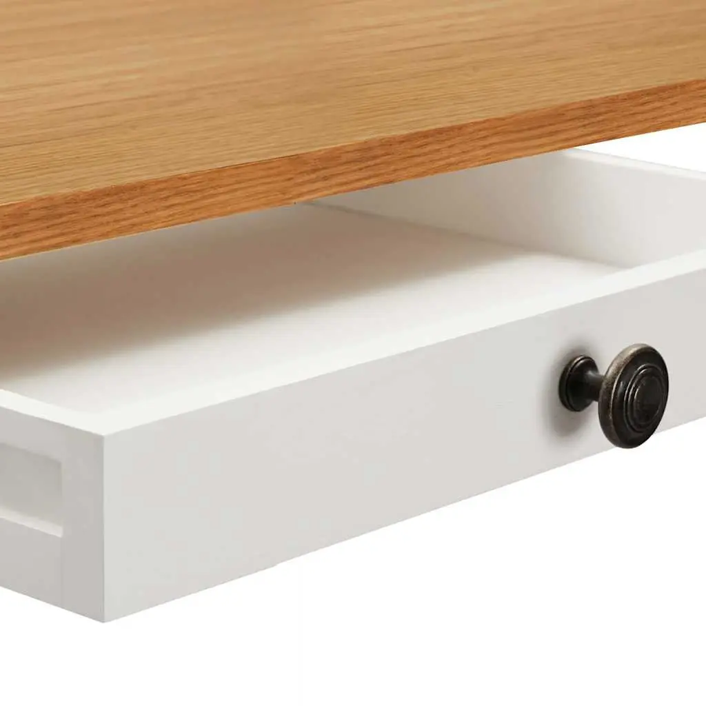 Solid Oak Wood Bar Table with Storage Shelf