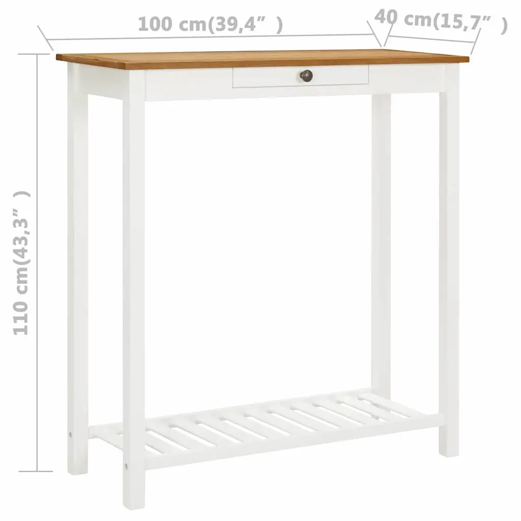 Solid Oak Wood Bar Table with Storage Shelf