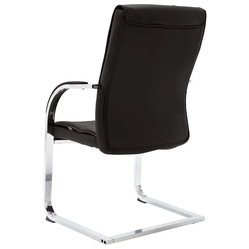 Cantilever Office Chair Black Faux Leather Ergonomic Armrest