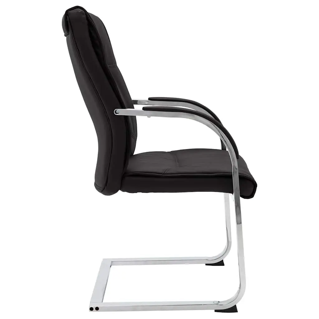 Cantilever Office Chair Black Faux Leather Ergonomic Armrest