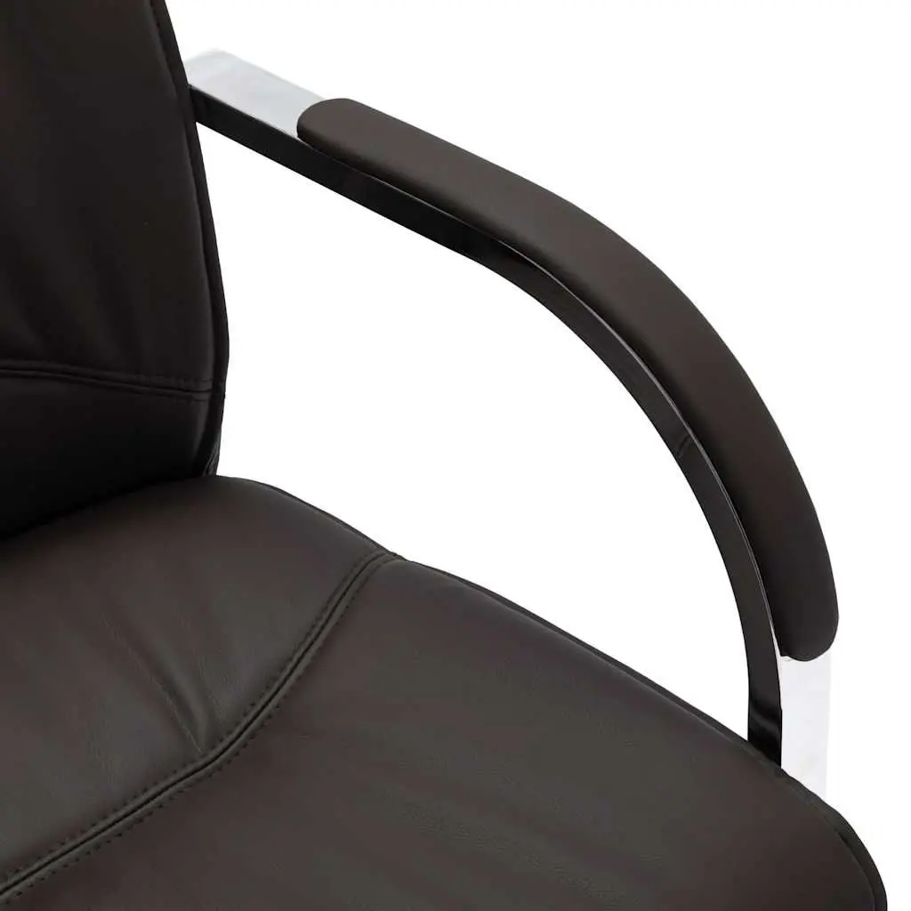 Cantilever Office Chair Black Faux Leather Ergonomic Armrest