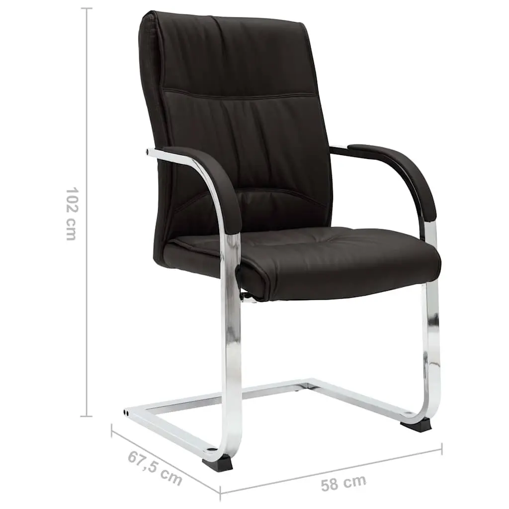 Cantilever Office Chair Black Faux Leather Ergonomic Armrest
