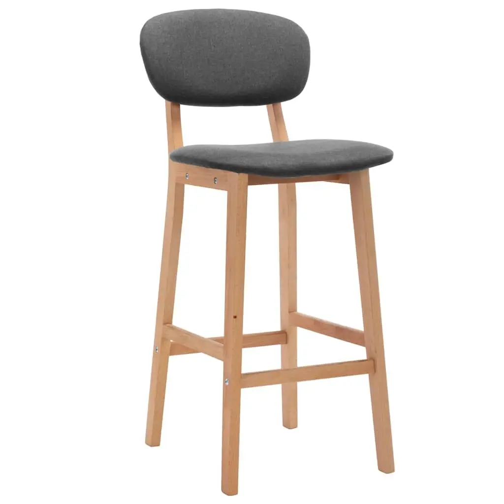 Set of 2 Modern Grey Fabric Bar Stools