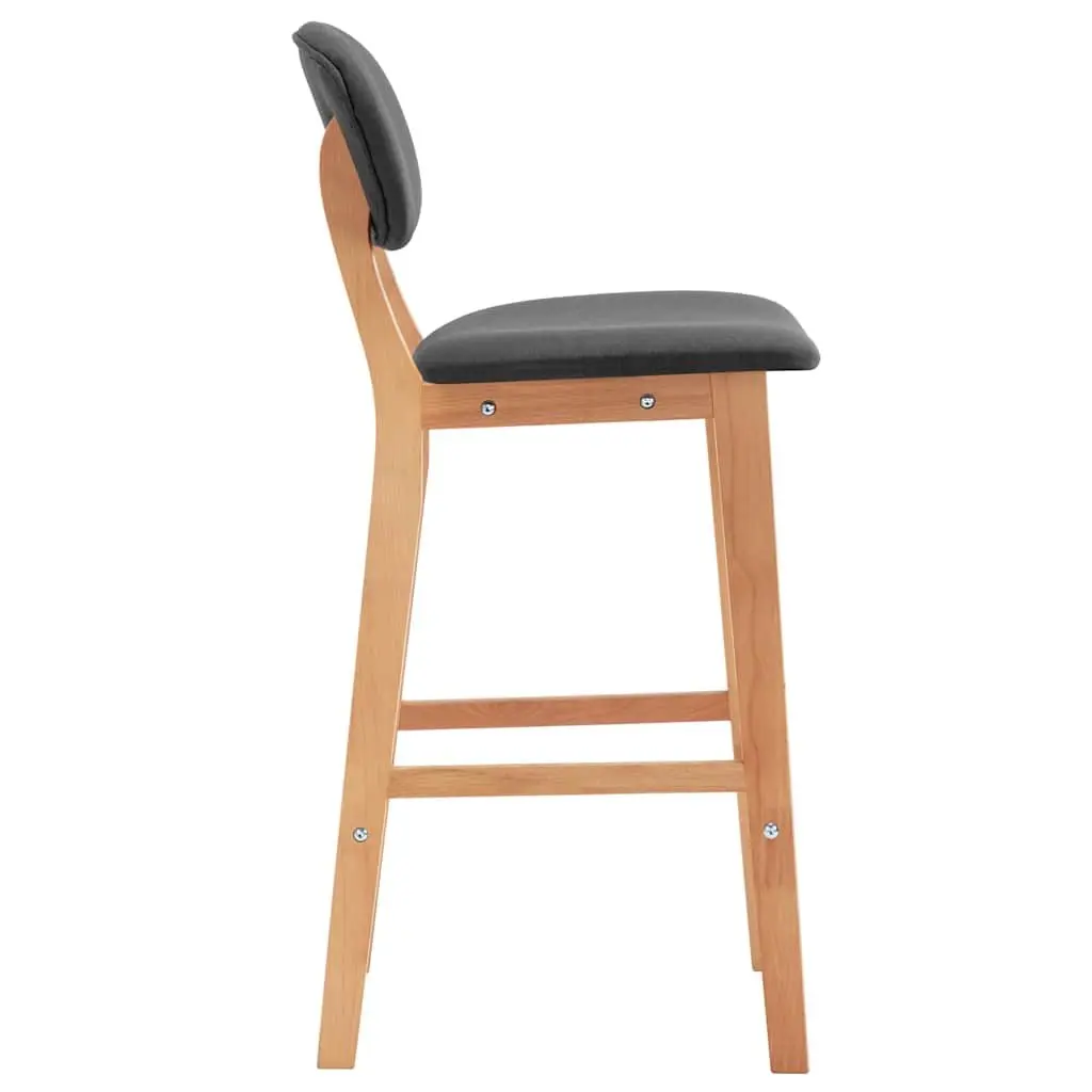 Set of 2 Modern Grey Fabric Bar Stools