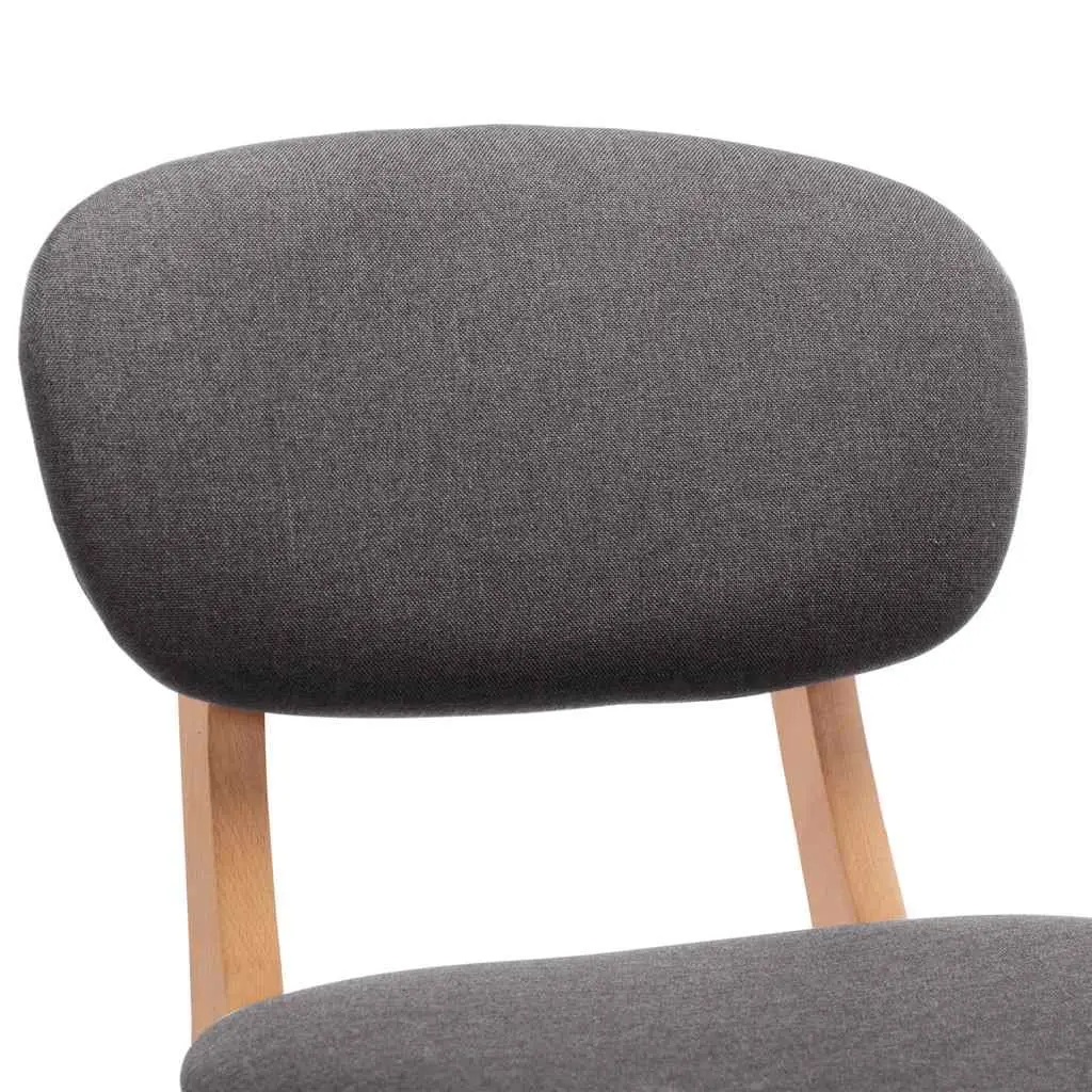 Set of 2 Modern Grey Fabric Bar Stools