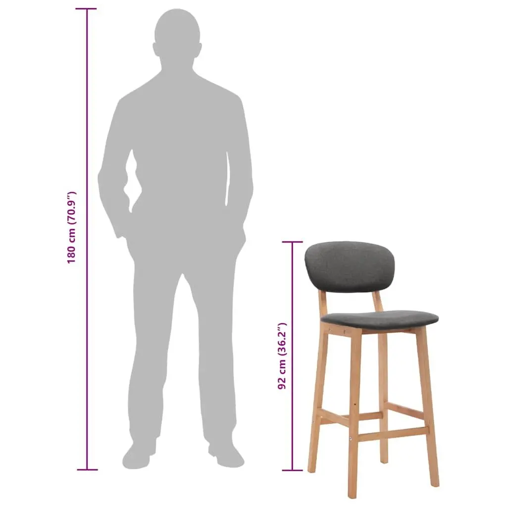 Set of 2 Modern Grey Fabric Bar Stools