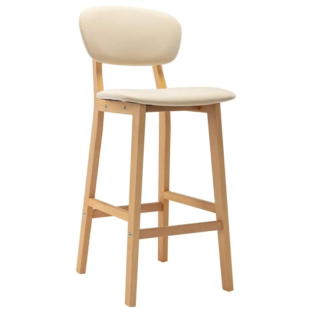 Bar Stools Cream Upholstered 2 Piece Modern Seating Solid Beech Wood Legs