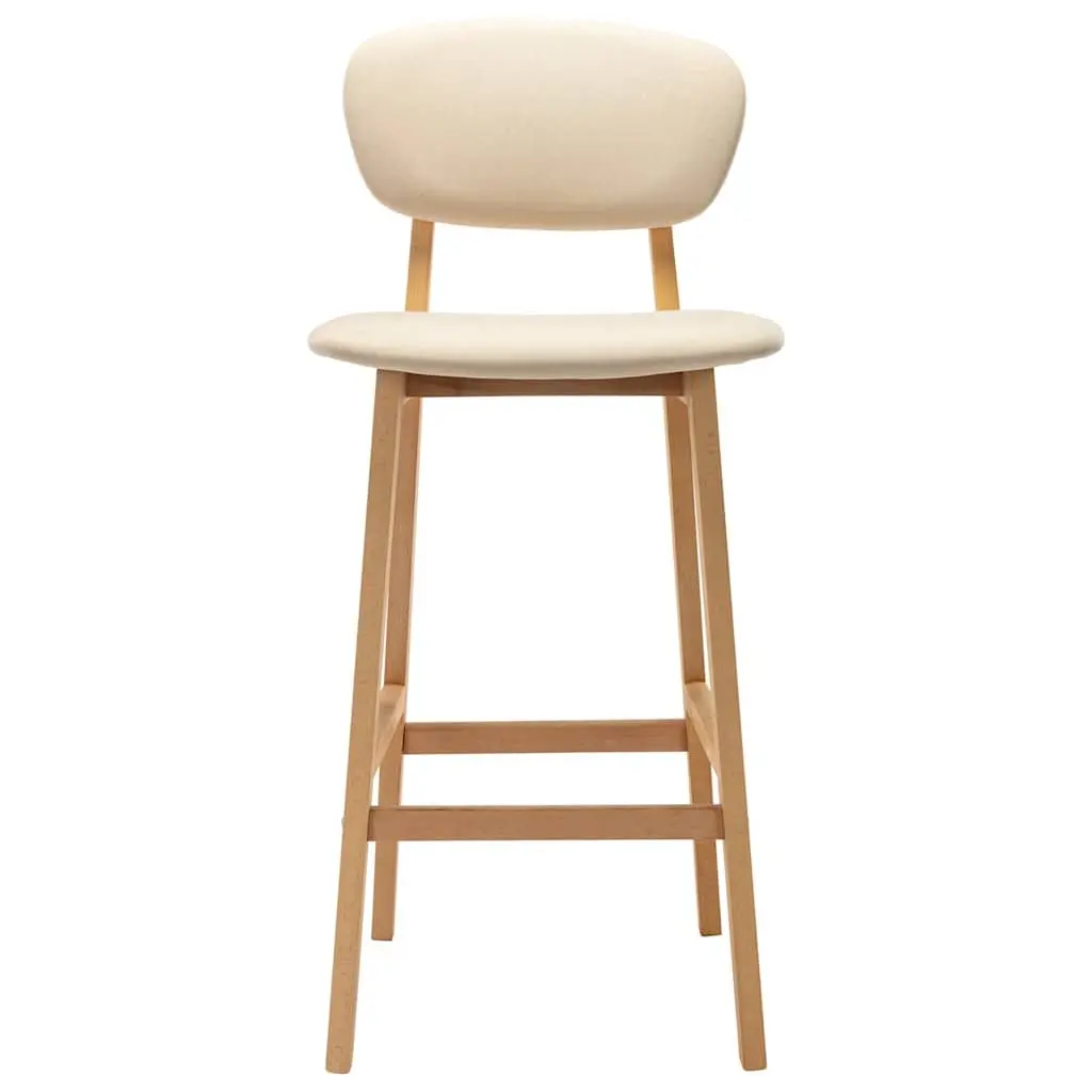 Bar Stools Cream Upholstered 2 Piece Modern Seating Solid Beech Wood Legs