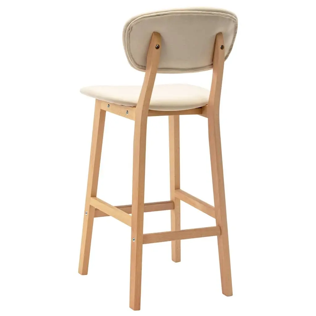 Bar Stools Cream Upholstered 2 Piece Modern Seating Solid Beech Wood Legs