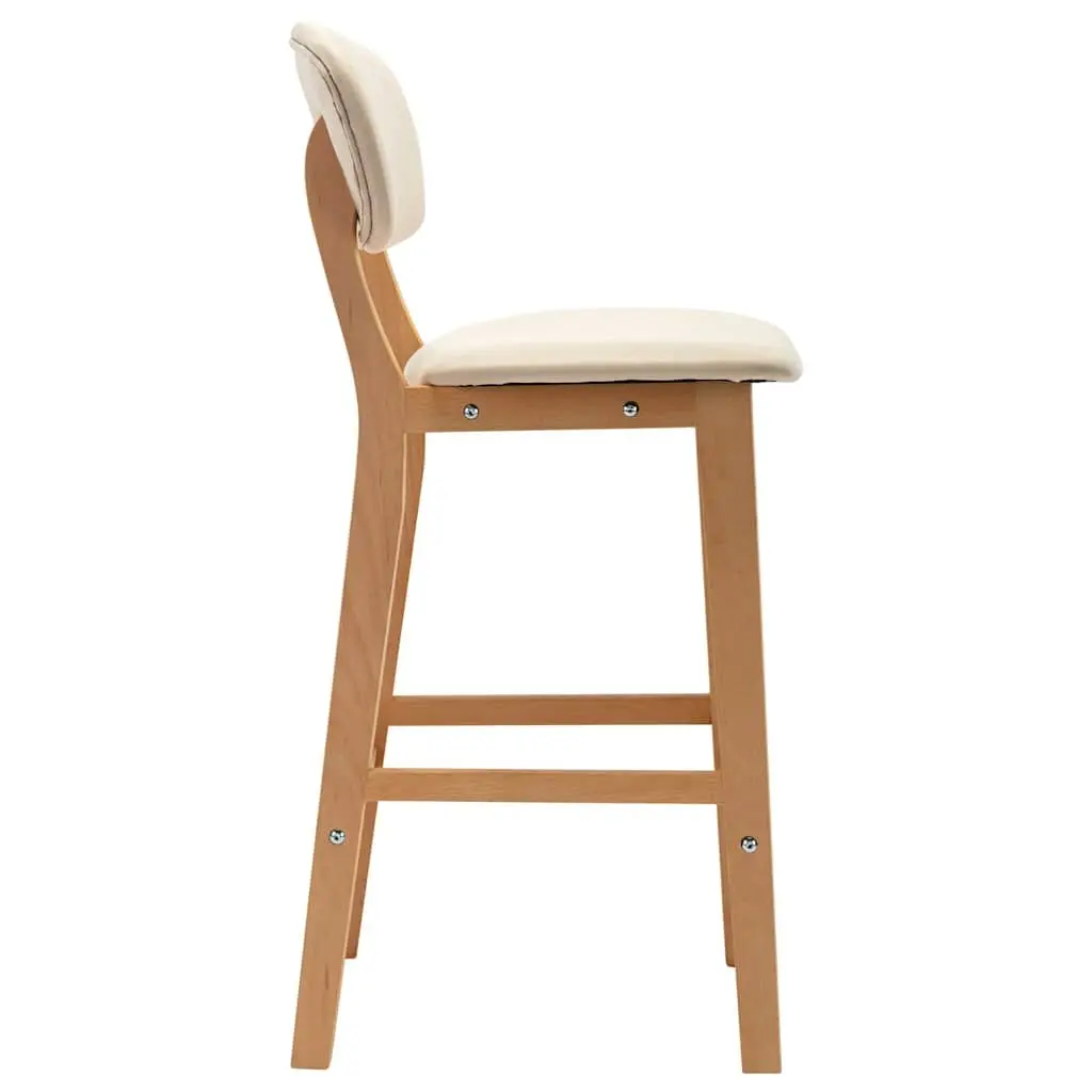 Bar Stools Cream Upholstered 2 Piece Modern Seating Solid Beech Wood Legs