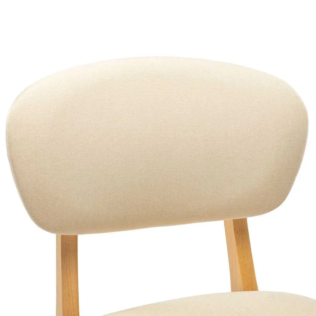 Bar Stools Cream Upholstered 2 Piece Modern Seating Solid Beech Wood Legs