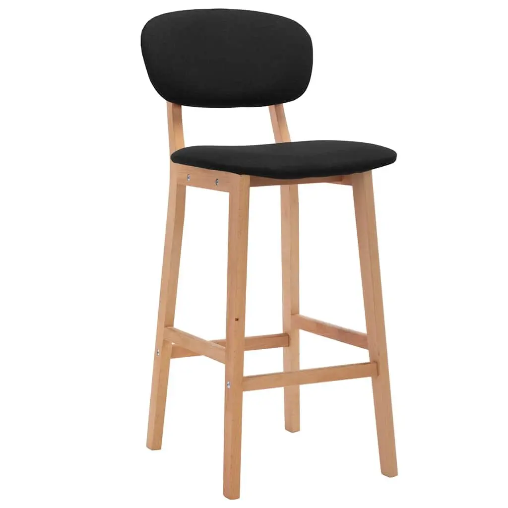 Set of 2 Modern Bar Stools with Black Fabric Seat