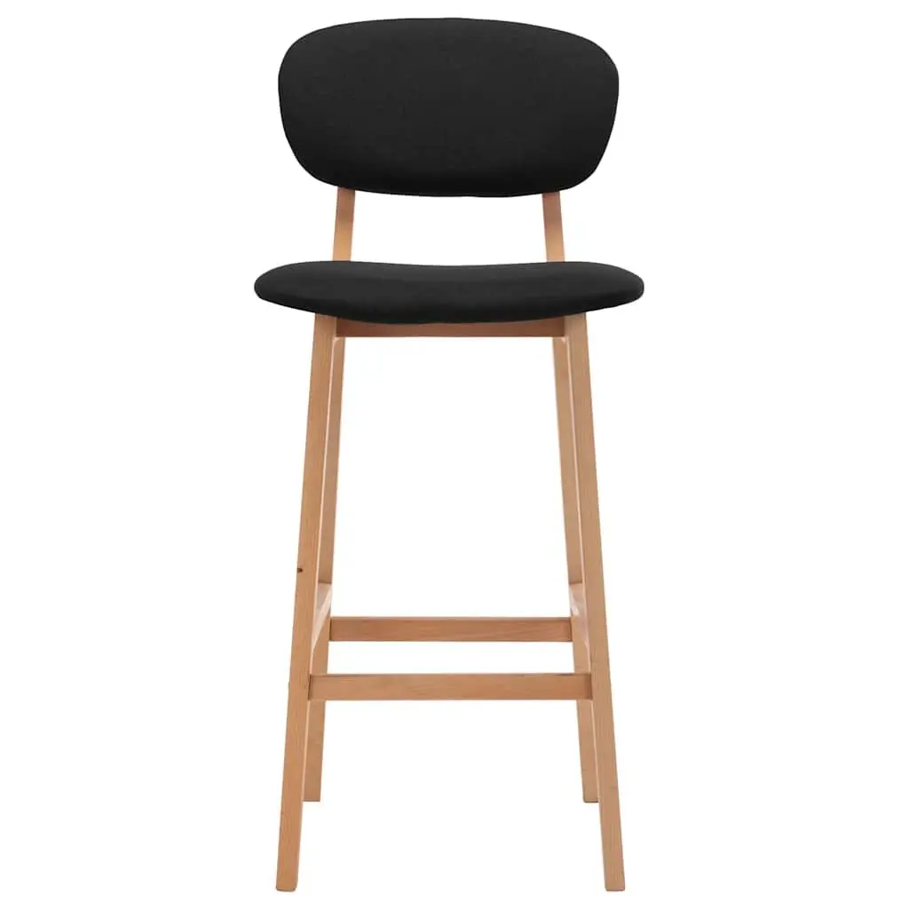 Set of 2 Modern Bar Stools with Black Fabric Seat