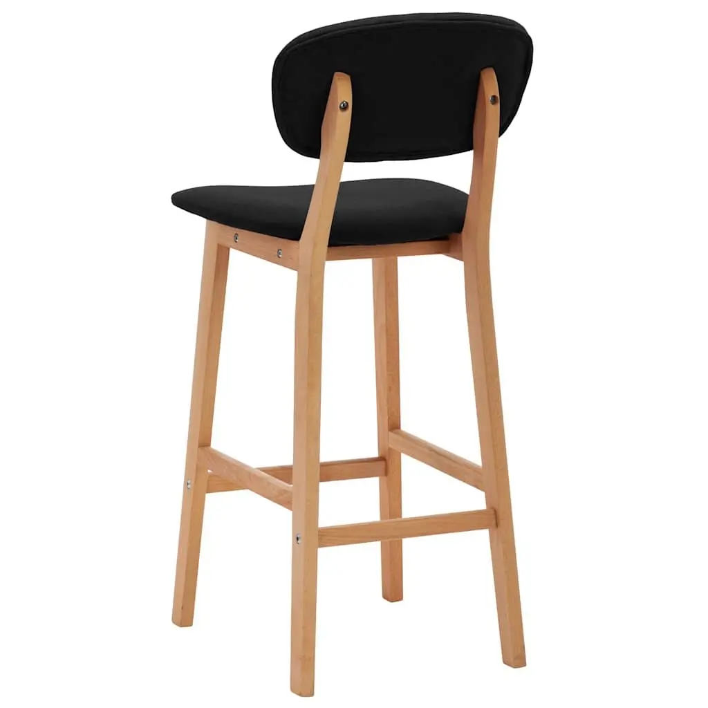 Set of 2 Modern Bar Stools with Black Fabric Seat