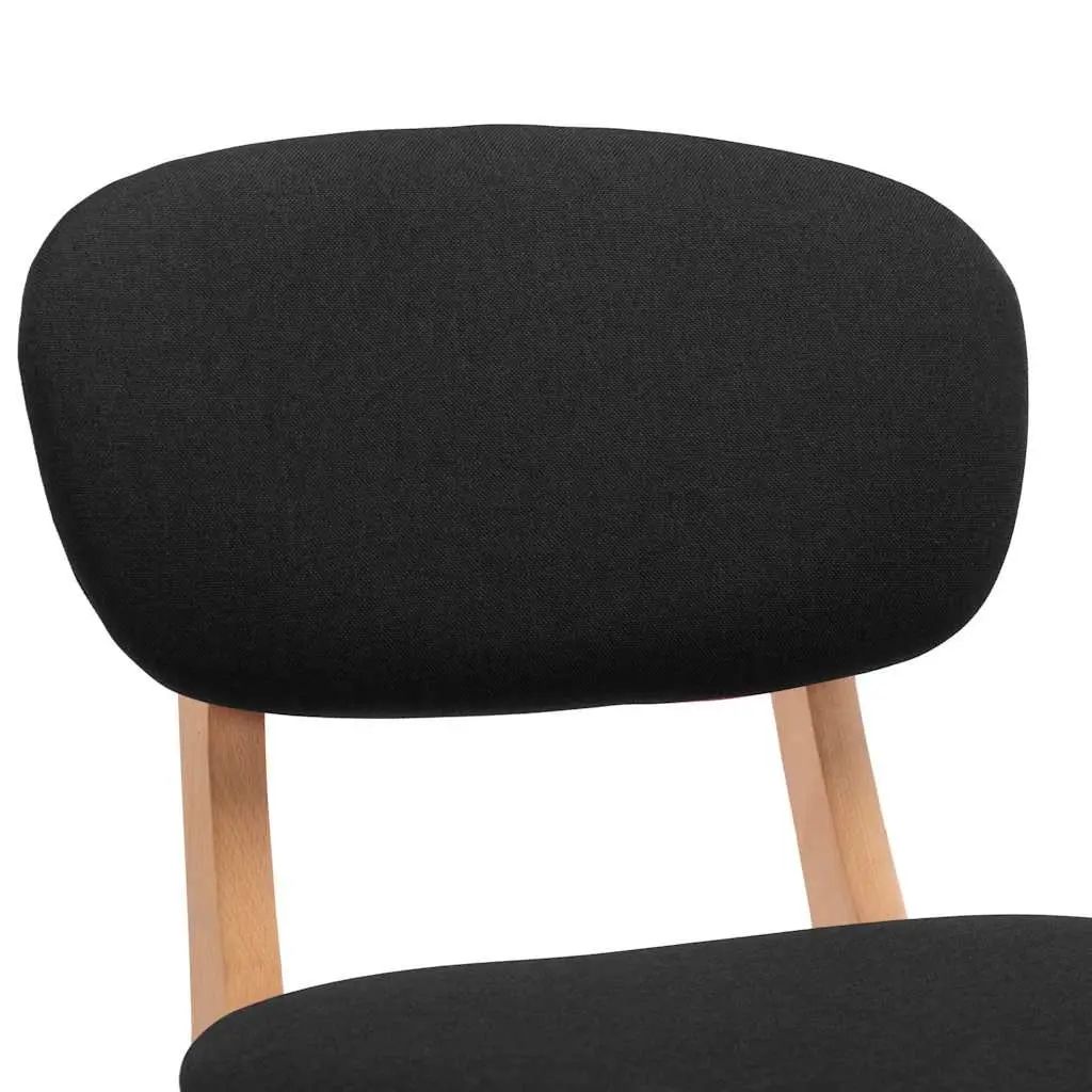 Set of 2 Modern Bar Stools with Black Fabric Seat