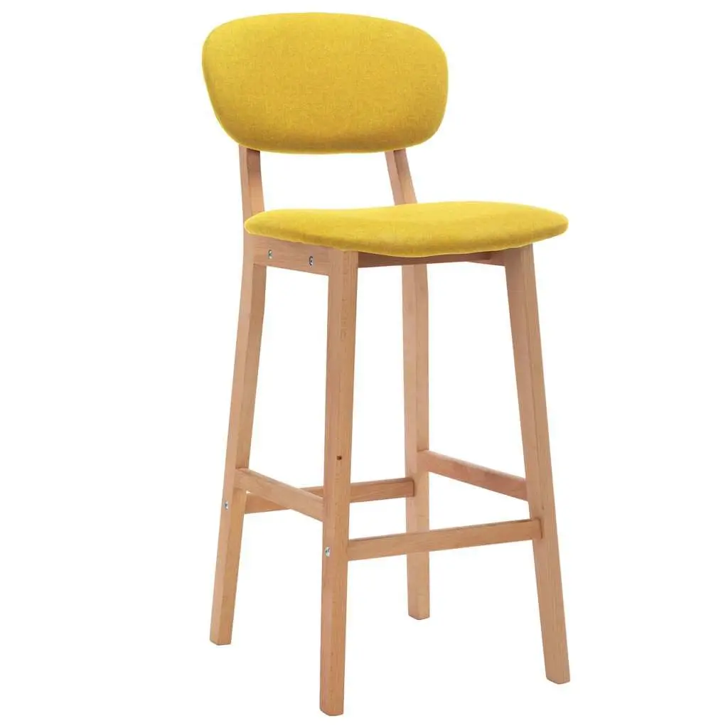 Bar Stools Set 2 pcs Yellow Fabric Seat Backrest Footrest Kitchen Counter Chair