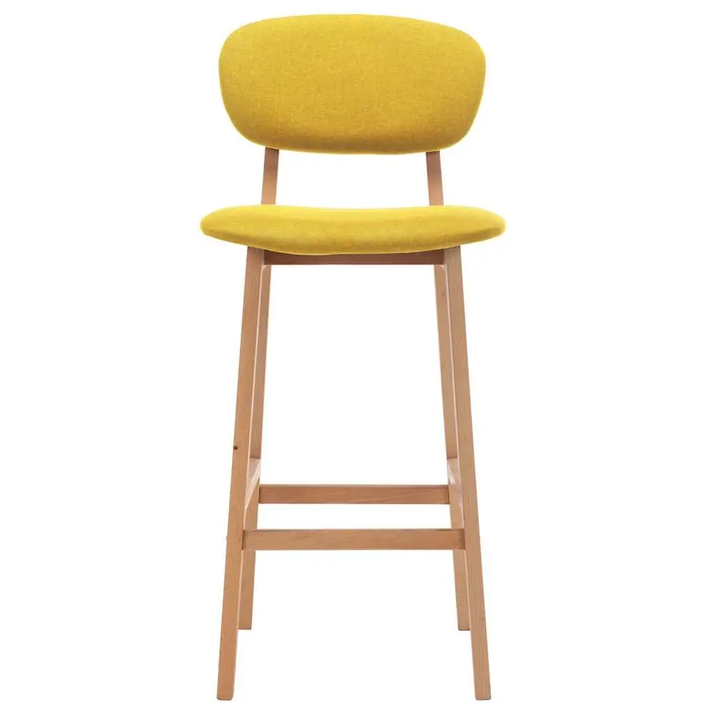 Bar Stools Set 2 pcs Yellow Fabric Seat Backrest Footrest Kitchen Counter Chair