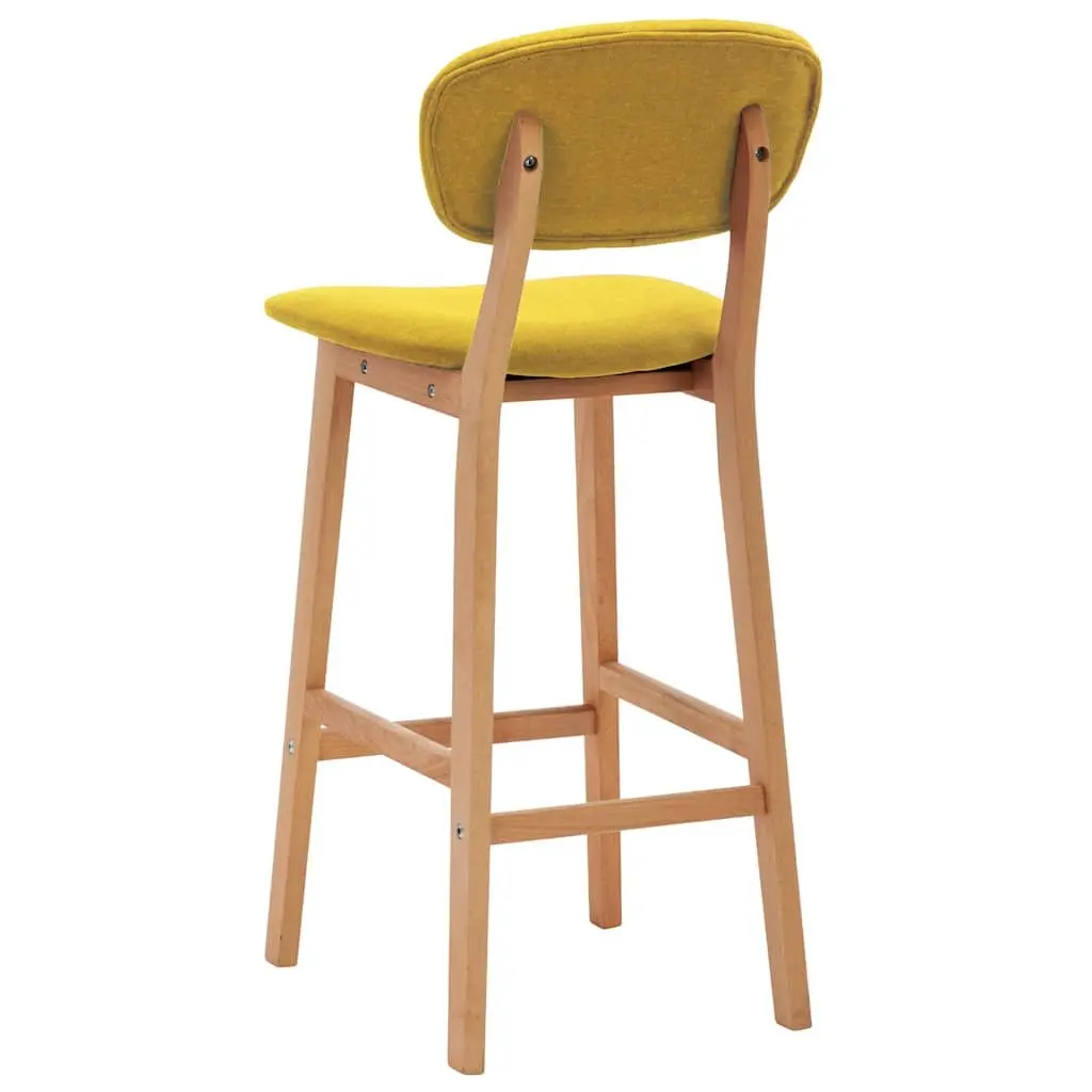 Bar Stools Set 2 pcs Yellow Fabric Seat Backrest Footrest Kitchen Counter Chair