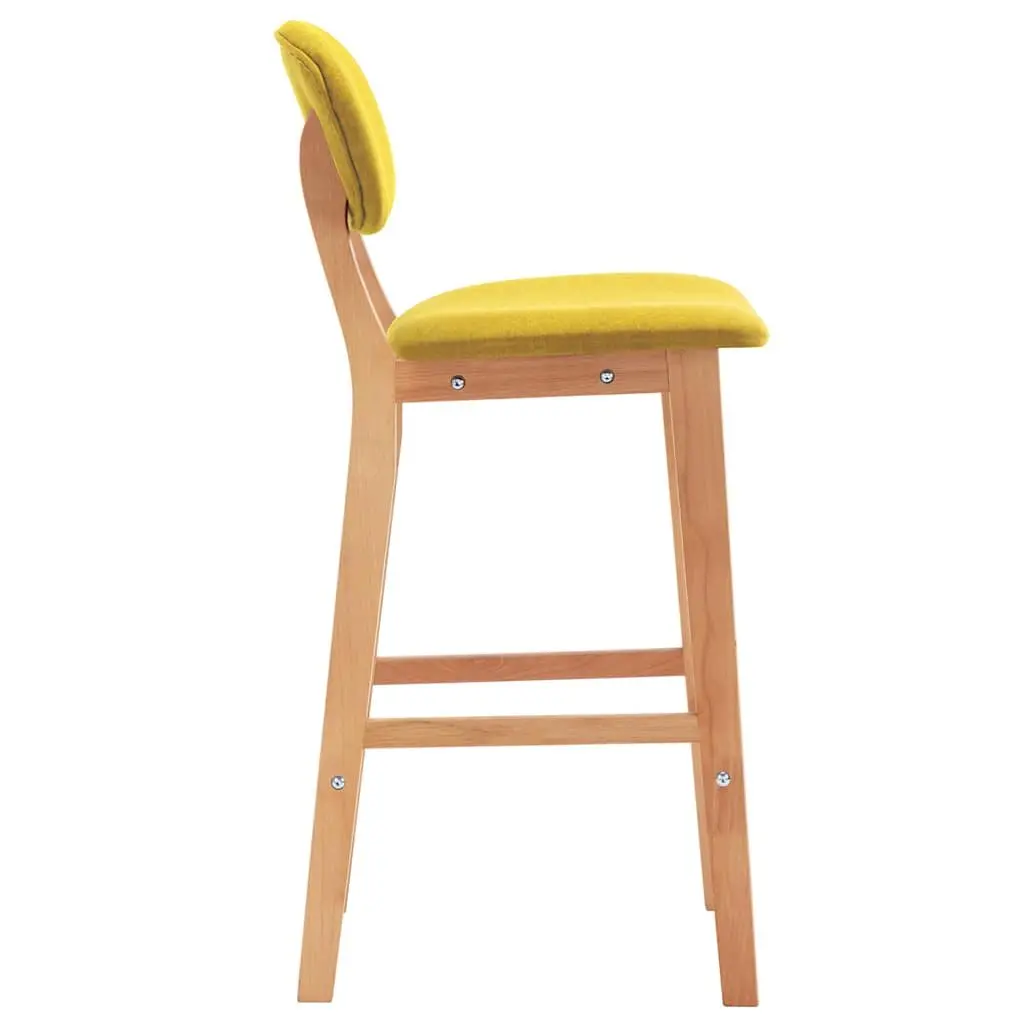 Bar Stools Set 2 pcs Yellow Fabric Seat Backrest Footrest Kitchen Counter Chair