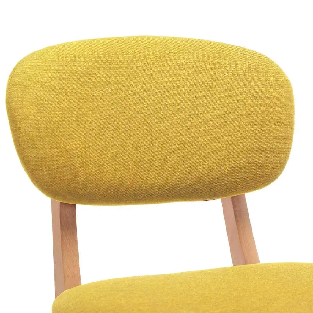 Bar Stools Set 2 pcs Yellow Fabric Seat Backrest Footrest Kitchen Counter Chair