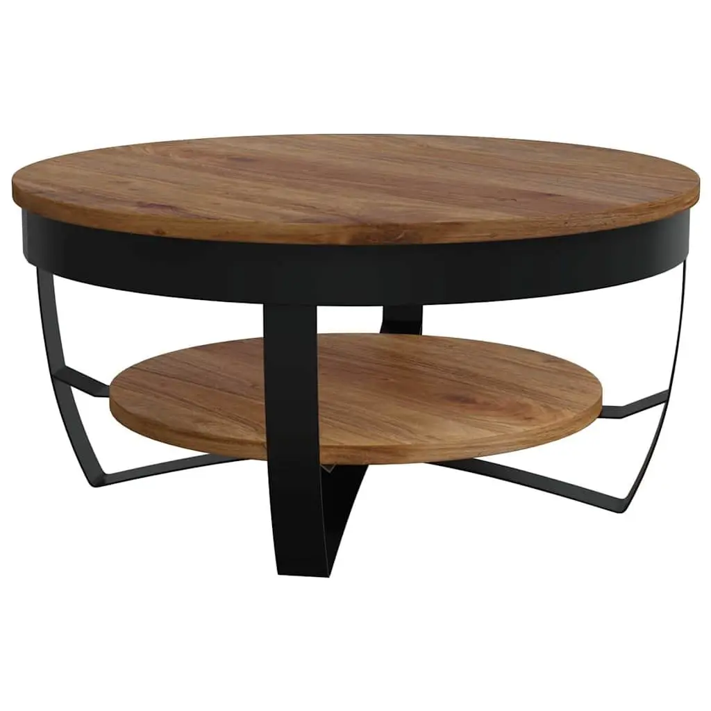 Acacia Wood Coffee Table with Steel Base