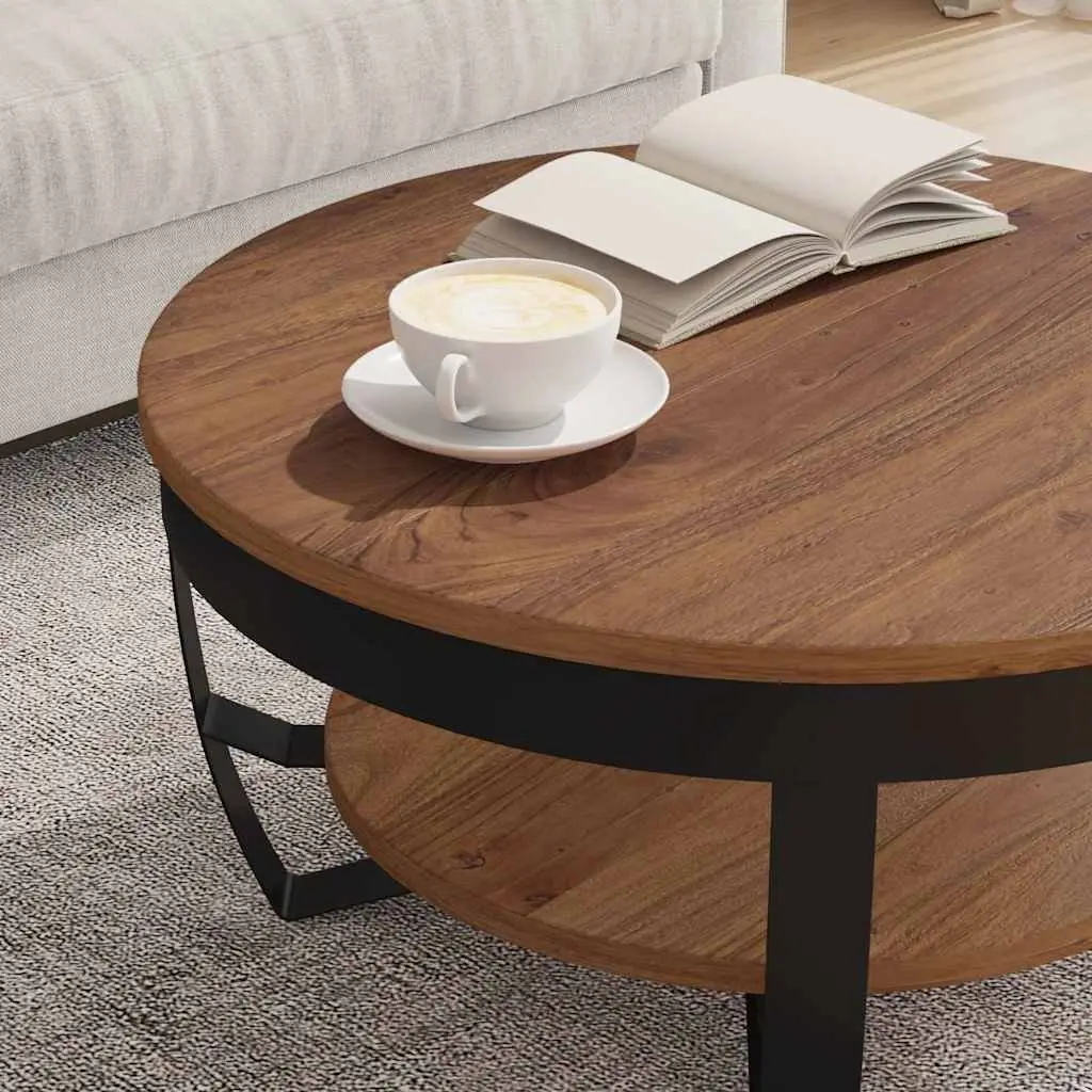 Acacia Wood Coffee Table with Steel Base