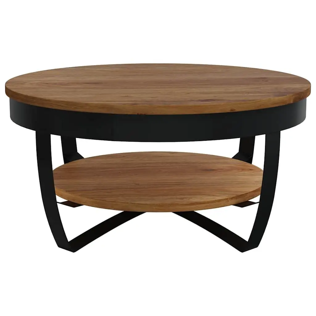 Acacia Wood Coffee Table with Steel Base