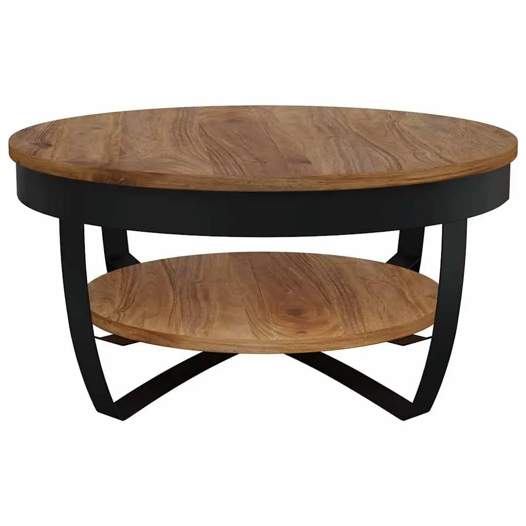 Acacia Wood Coffee Table with Steel Base