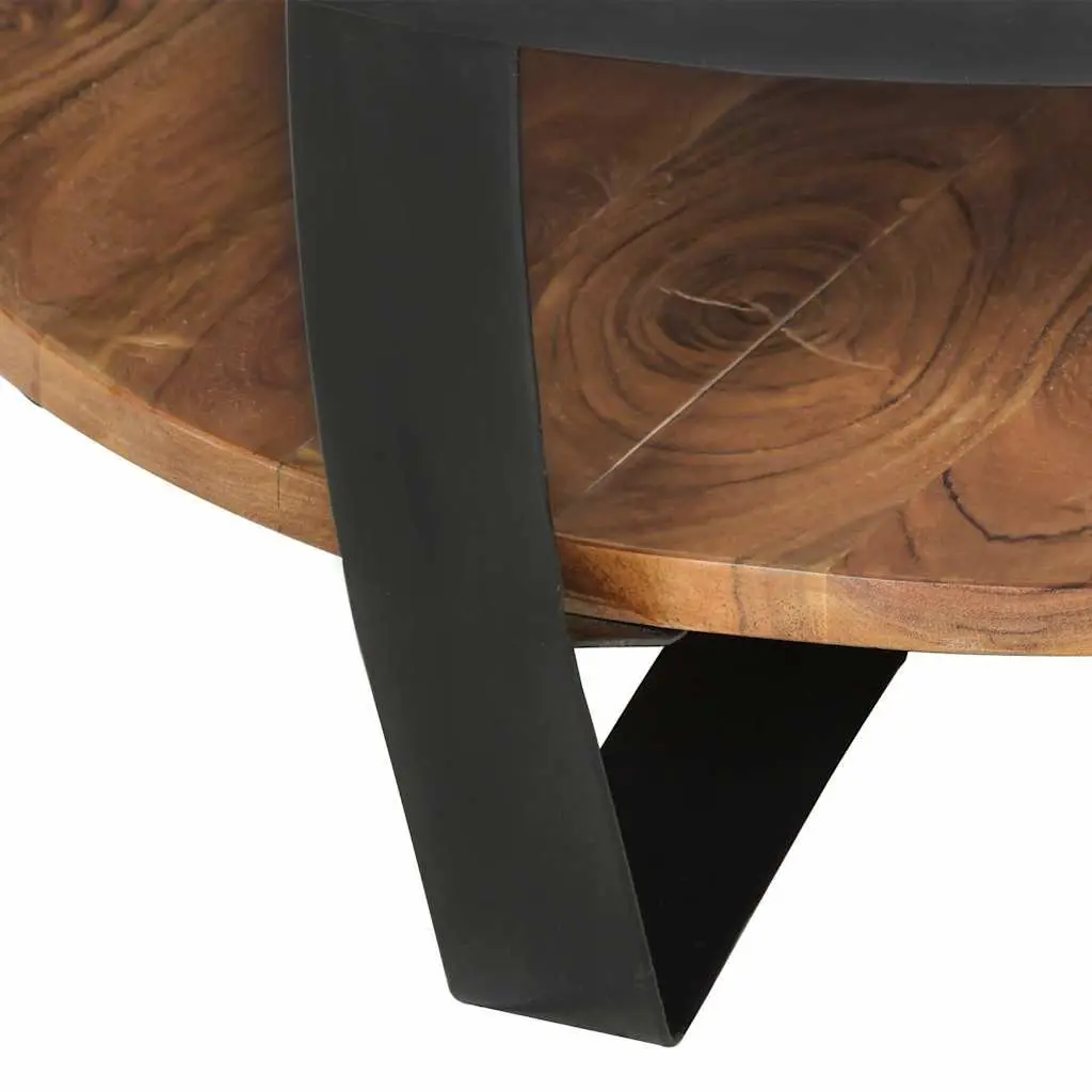 Acacia Wood Coffee Table with Steel Base