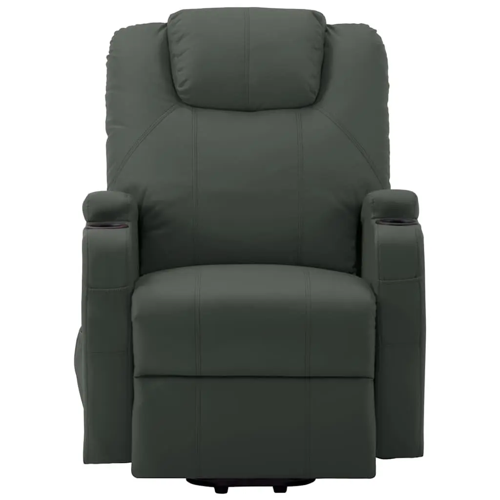 Electric Massage Recliner Chair Stand Up Power Lift Faux Leather Anthracite 6 Points Vibration