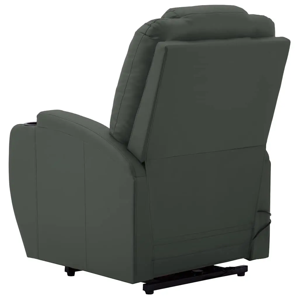 Electric Massage Recliner Chair Stand Up Power Lift Faux Leather Anthracite 6 Points Vibration