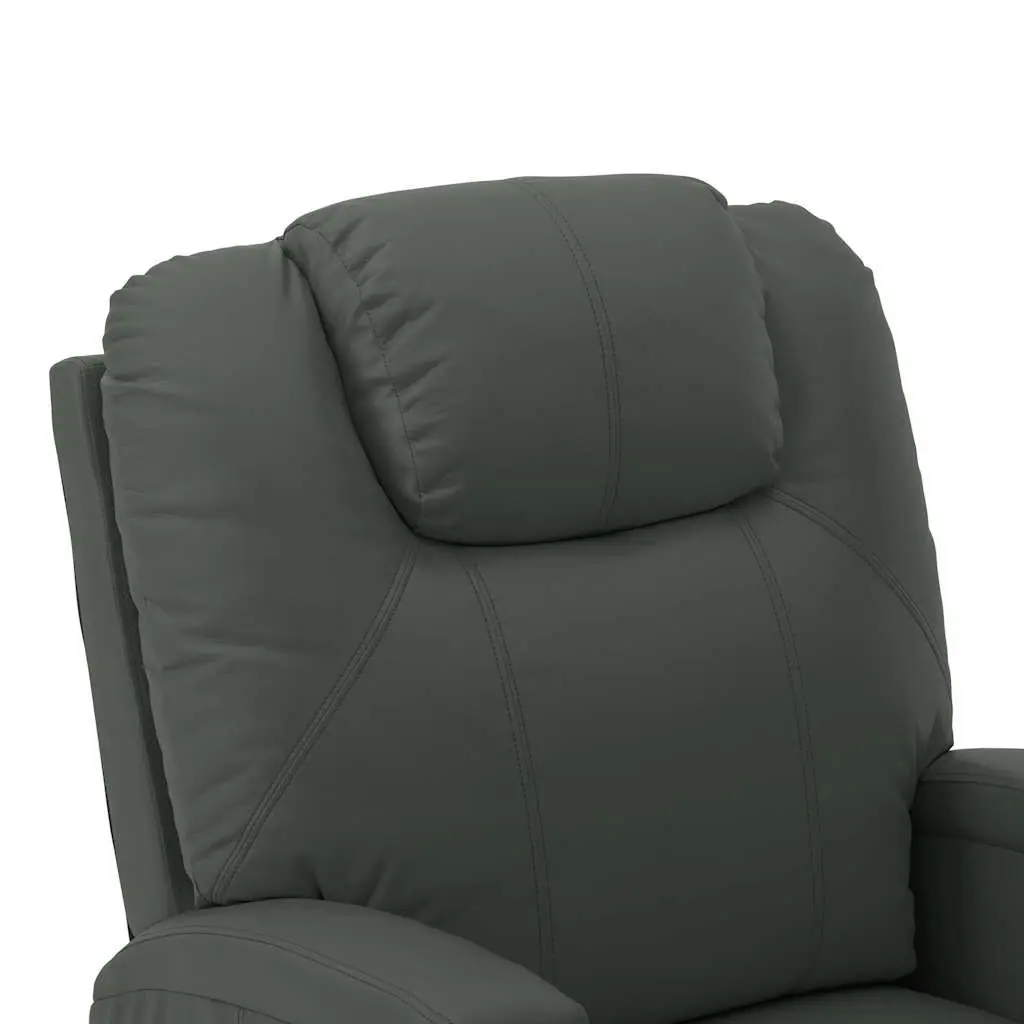 Electric Massage Recliner Chair Stand Up Power Lift Faux Leather Anthracite 6 Points Vibration
