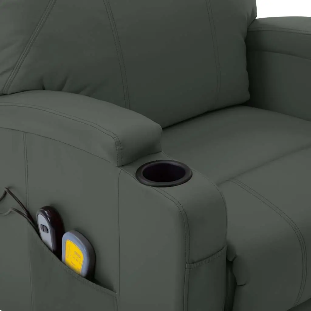 Electric Massage Recliner Chair Stand Up Power Lift Faux Leather Anthracite 6 Points Vibration