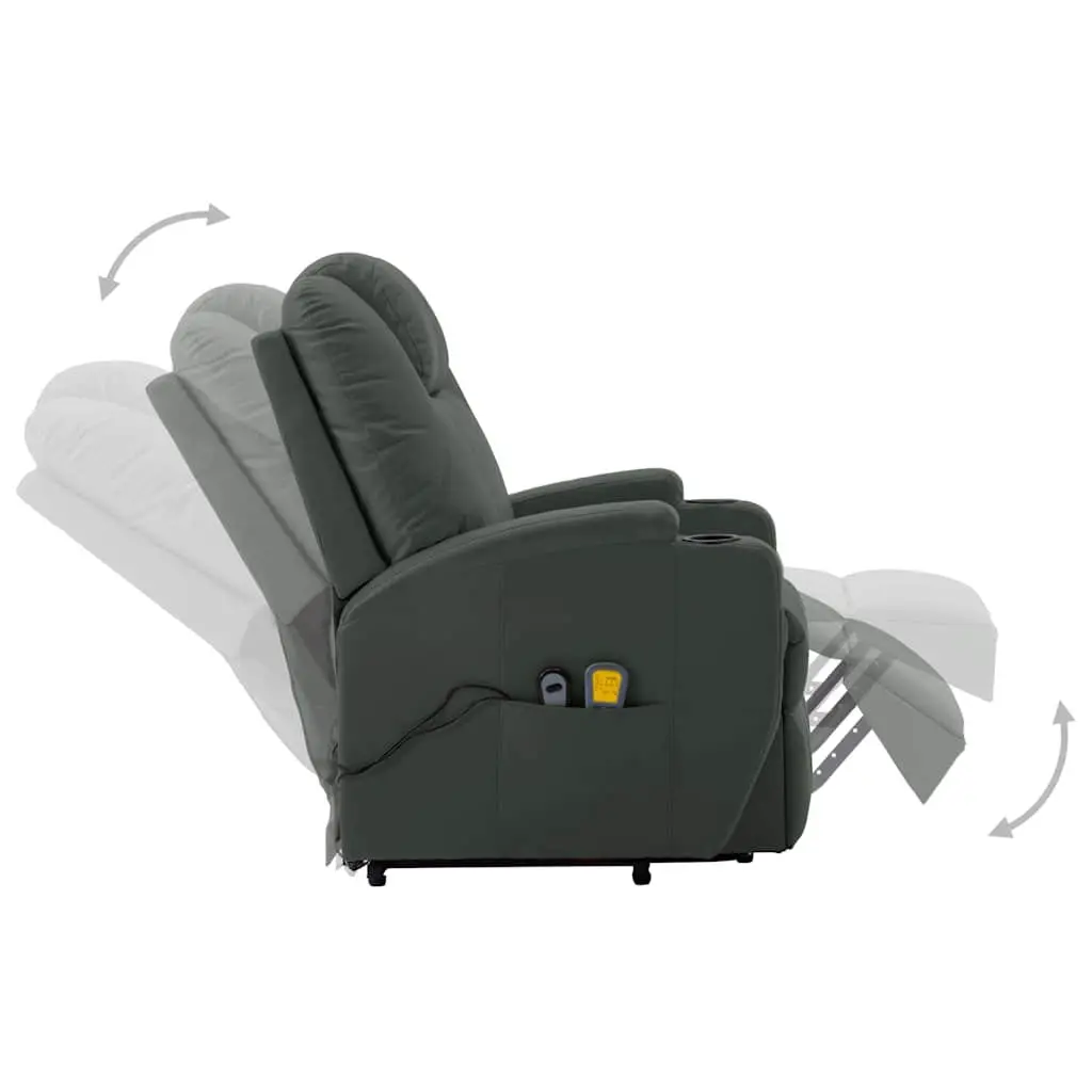 Electric Massage Recliner Chair Stand Up Power Lift Faux Leather Anthracite 6 Points Vibration