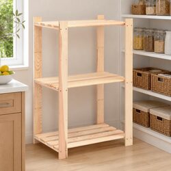 3-Tier Solid Pine Storage Rack 60x38x90cm in Brown