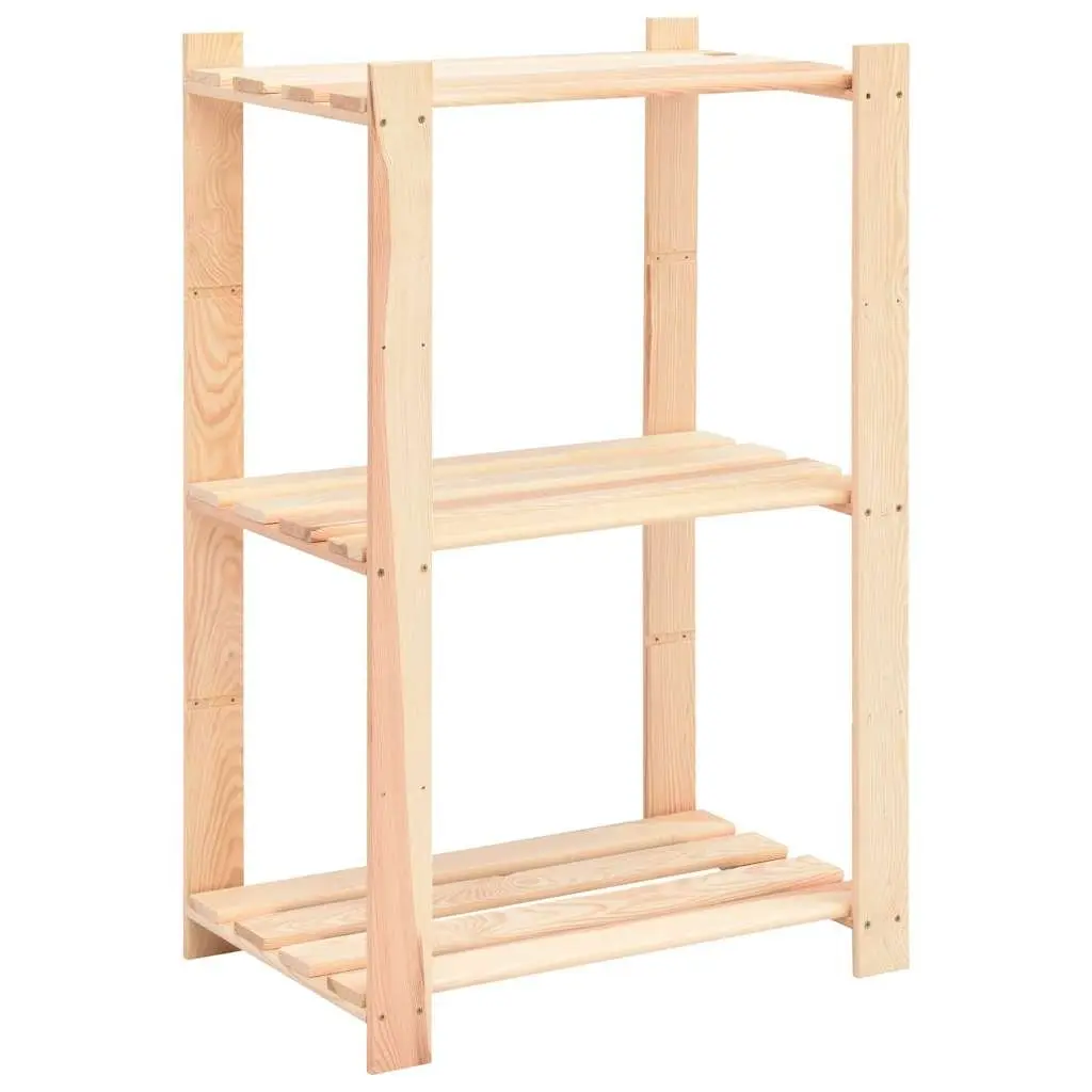 3-Tier Solid Pine Storage Rack 60x38x90cm in Brown